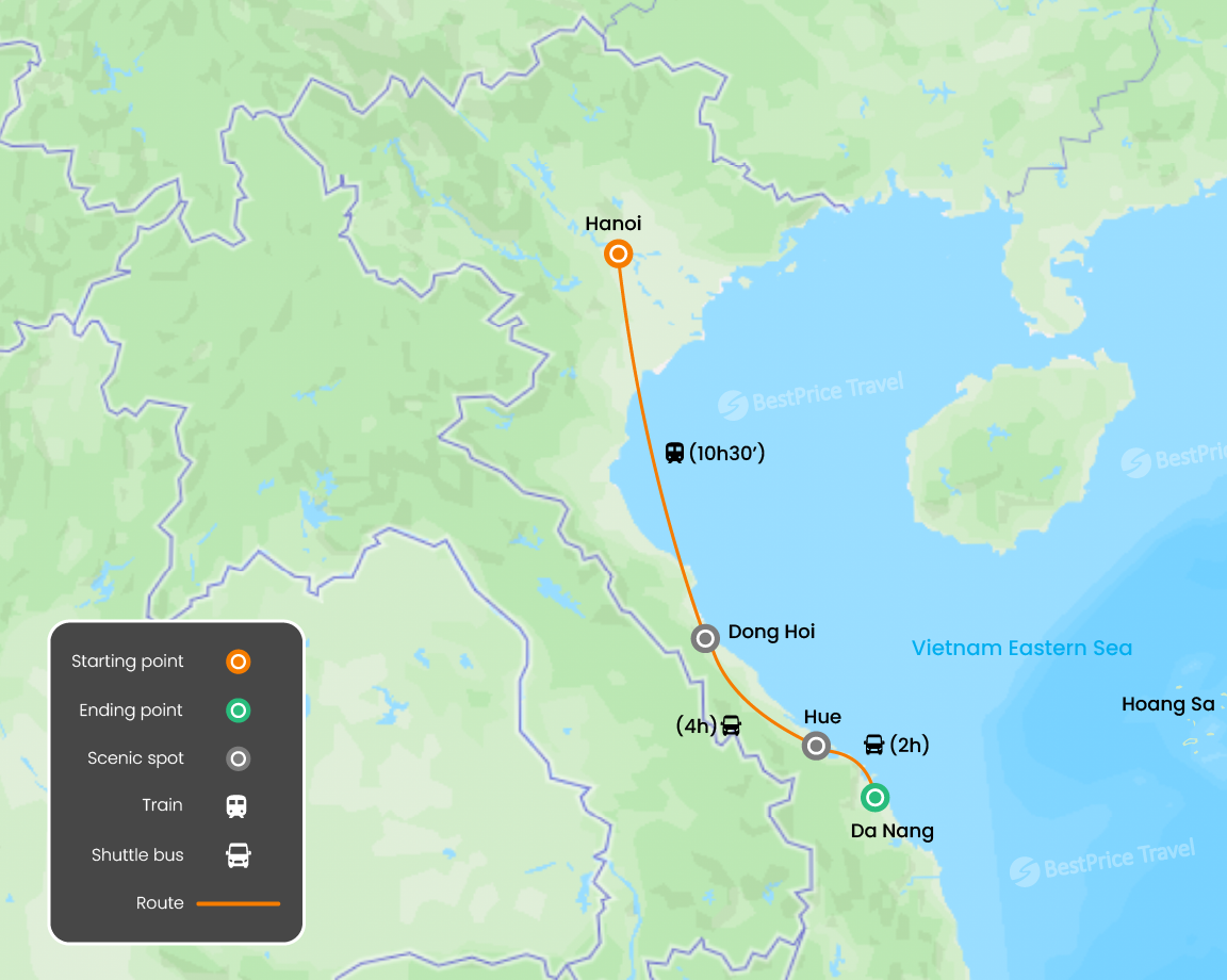 Vietnam War History & Scenic Heritage Tour 8 days Map