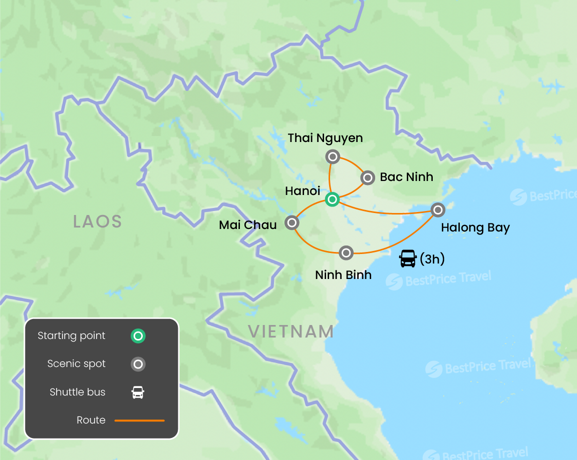 Deep Dive into Tradition & Heritage of North Vietnam 11 days Map