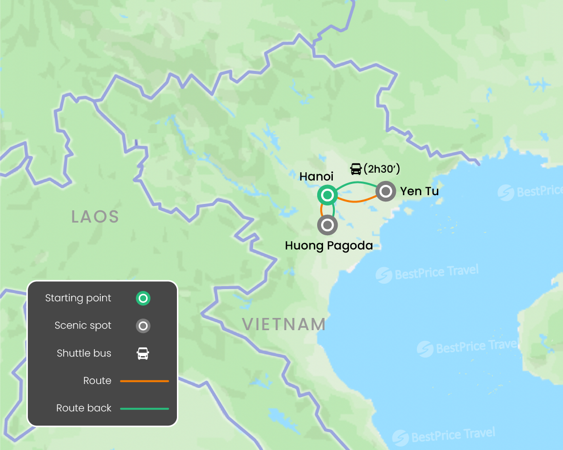 Mindful North Vietnam: Meditation Retreat at Yen Tu Mountain 4 days Map