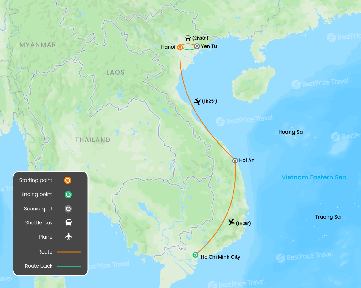 Spiritual Path: Journey Through Vietnam’s Sacred Sites 11 days Map