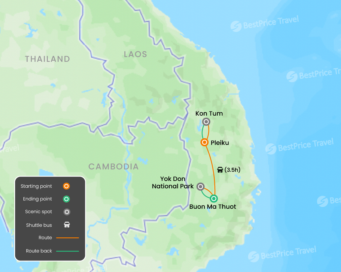 Unveil the Secret of Vietnam Central Highlands 7 days Map