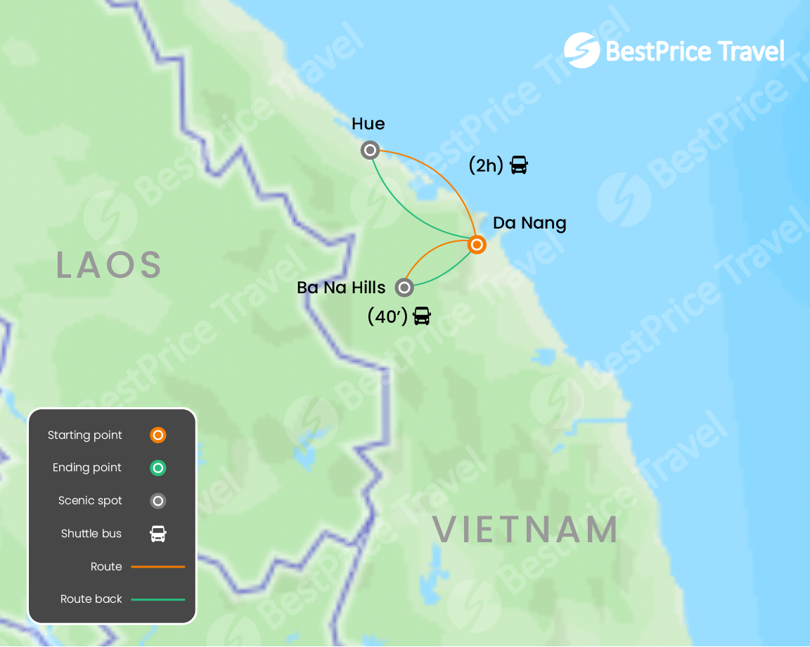 Central Vietnam: Da Nang, Hoi An & Ba Na Hills 5 days Map