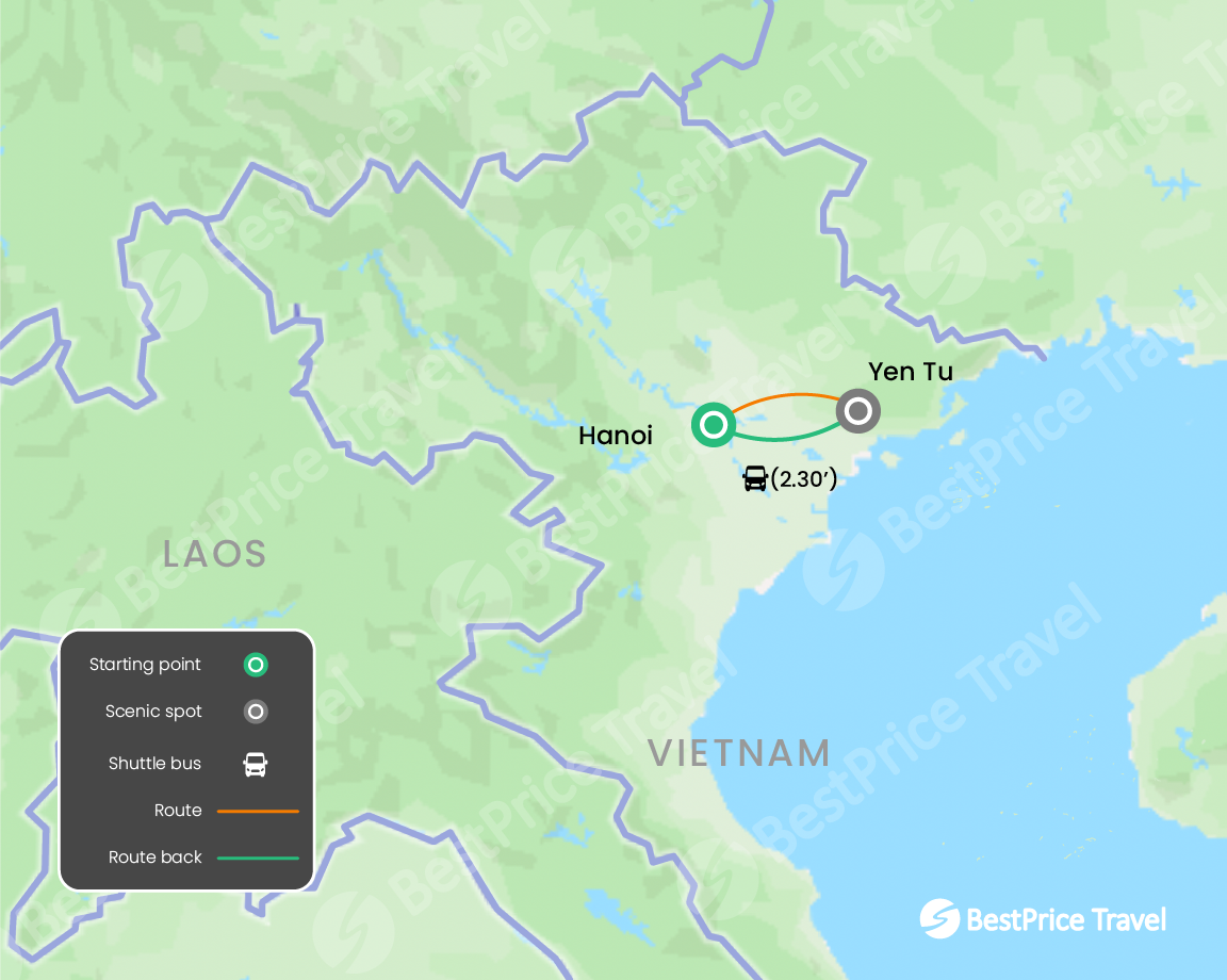 Mindful North Vietnam: Hanoi to Sacred Yen Tu Mountain 4 days Map