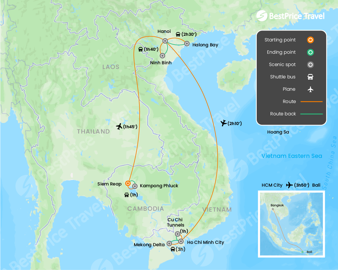 Vietnam, Cambodia & Bali Journey 16 Days