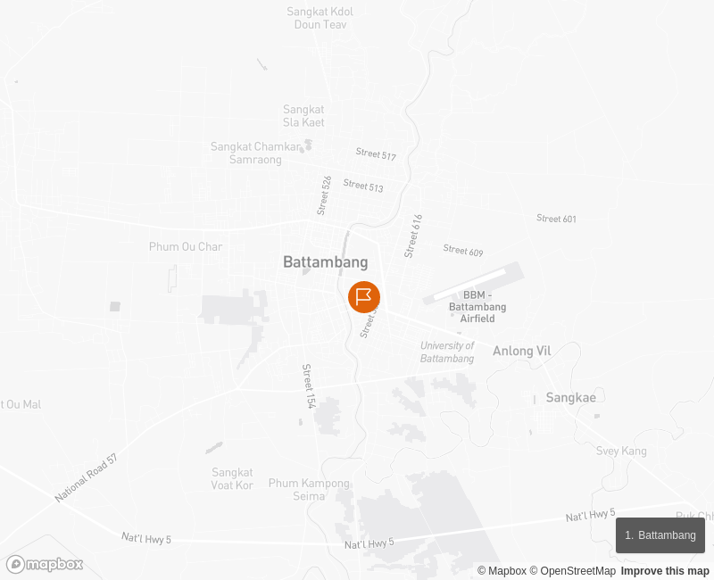 Battambang City Tours by Tuktuk Route Map