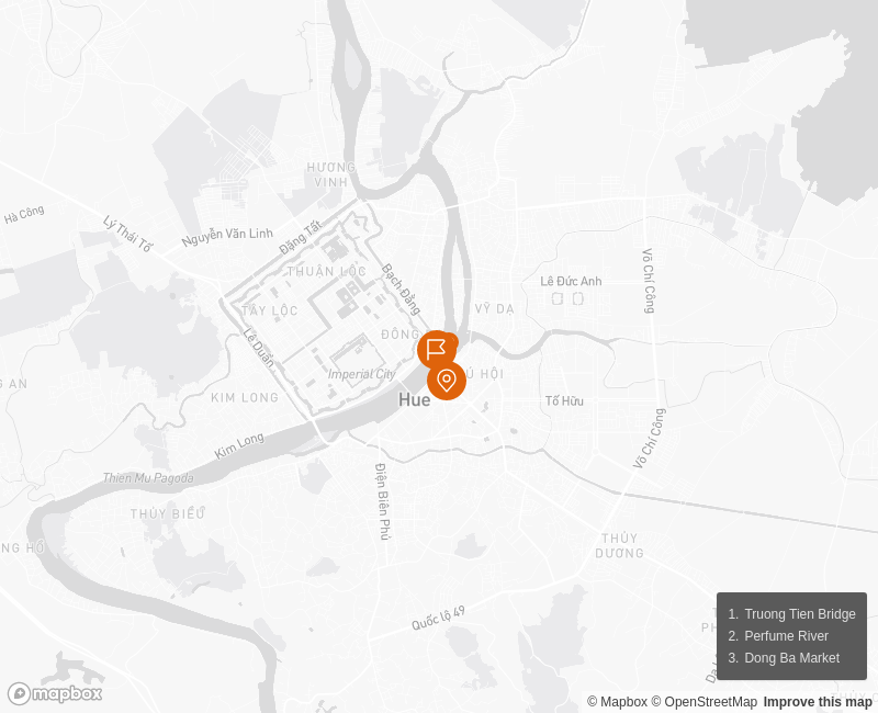 Half Day Street Food Tour in Hue Route Map