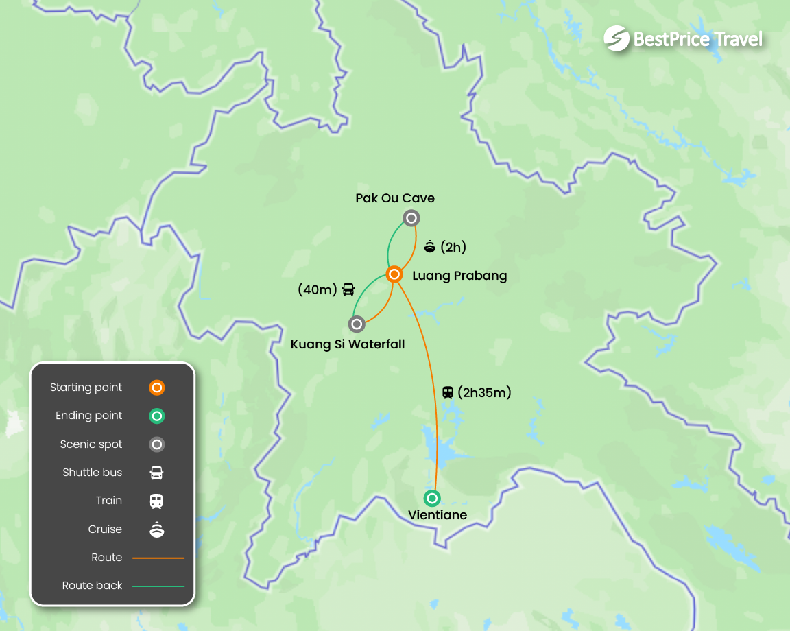 Private Classic Laos 5 days Map