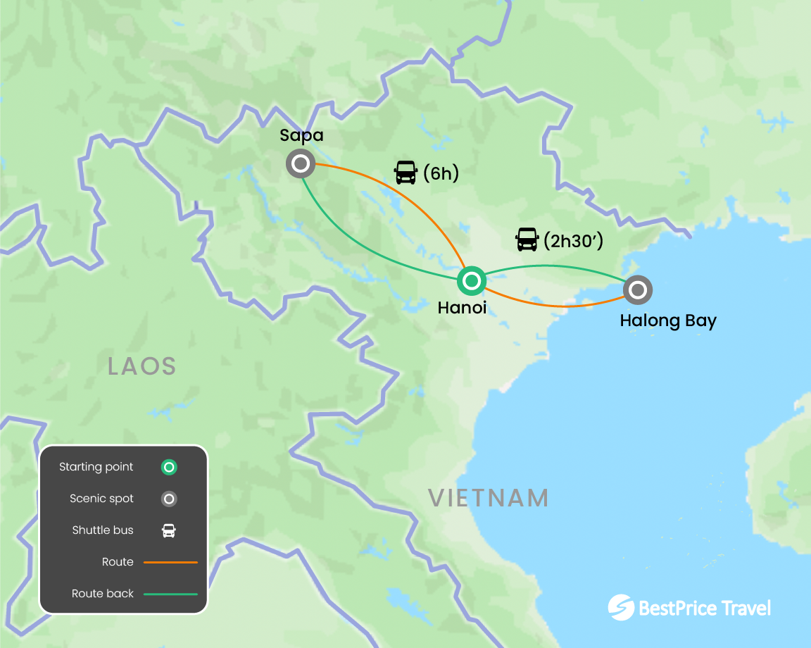 Scenic Sapa Trekking & Halong Bay Cruise 5 days Map