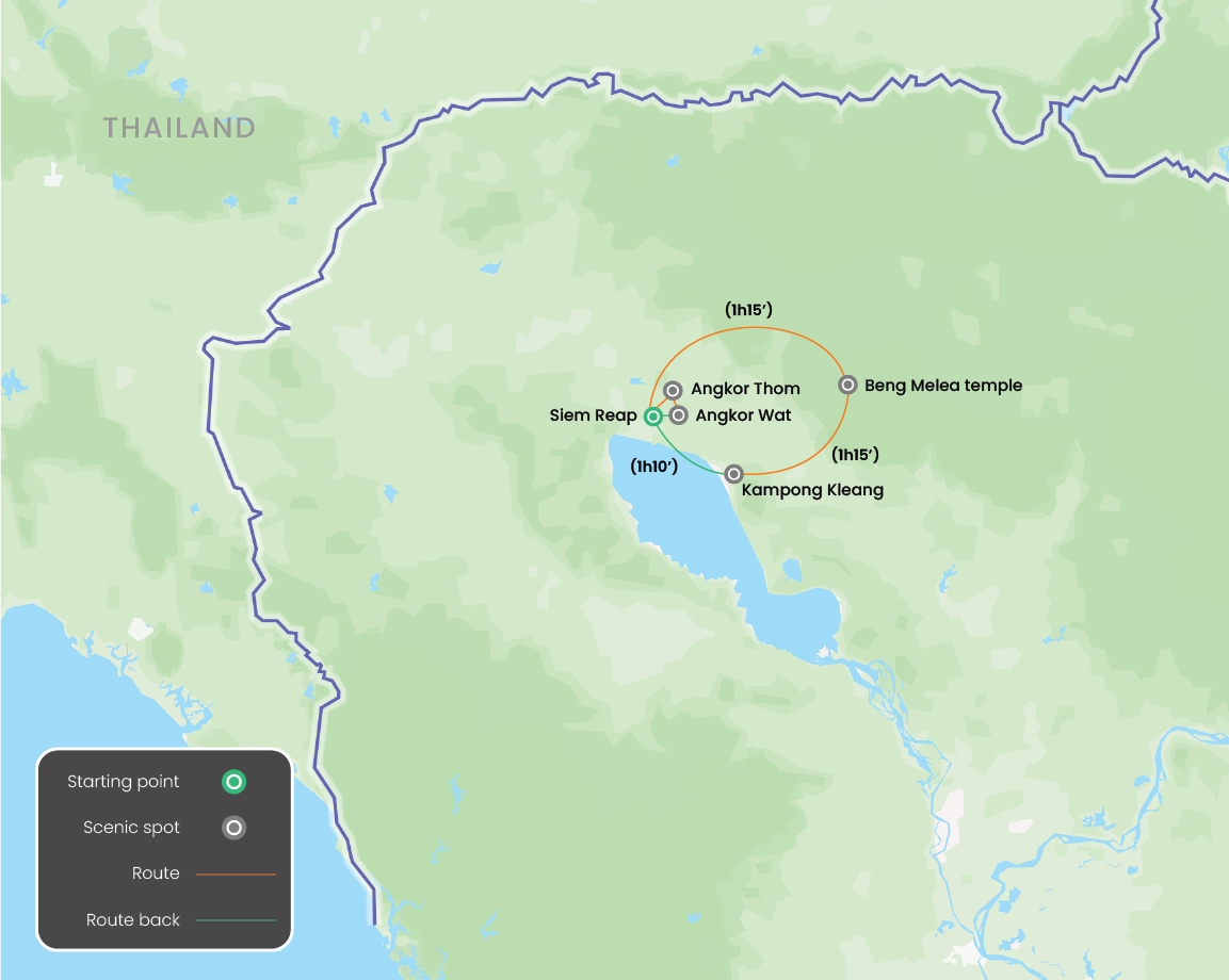 Siem Reap On Wheels 5 days Map