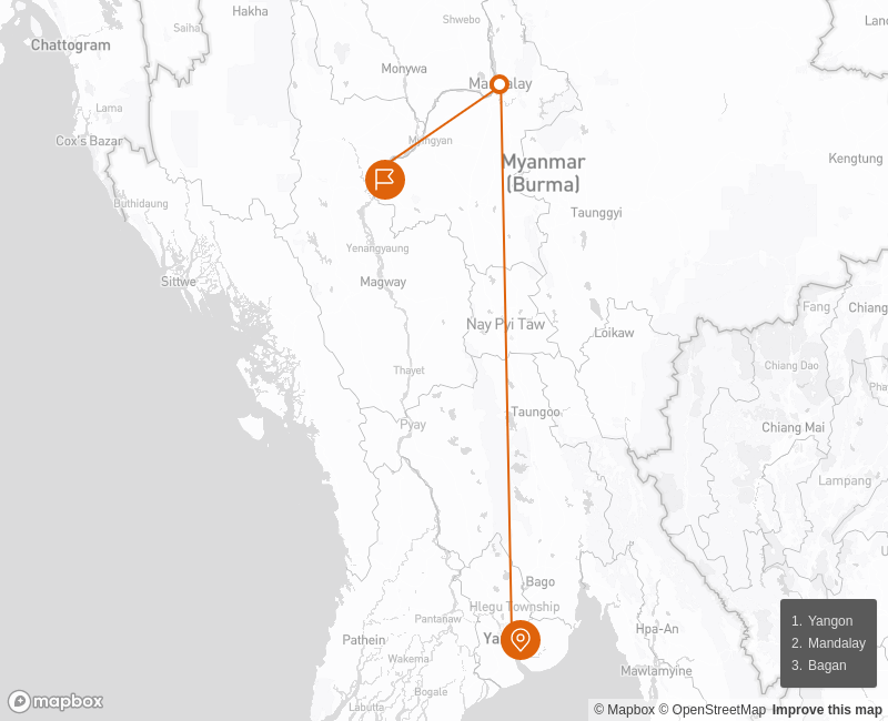 Taste of Myanmar 5 days Map